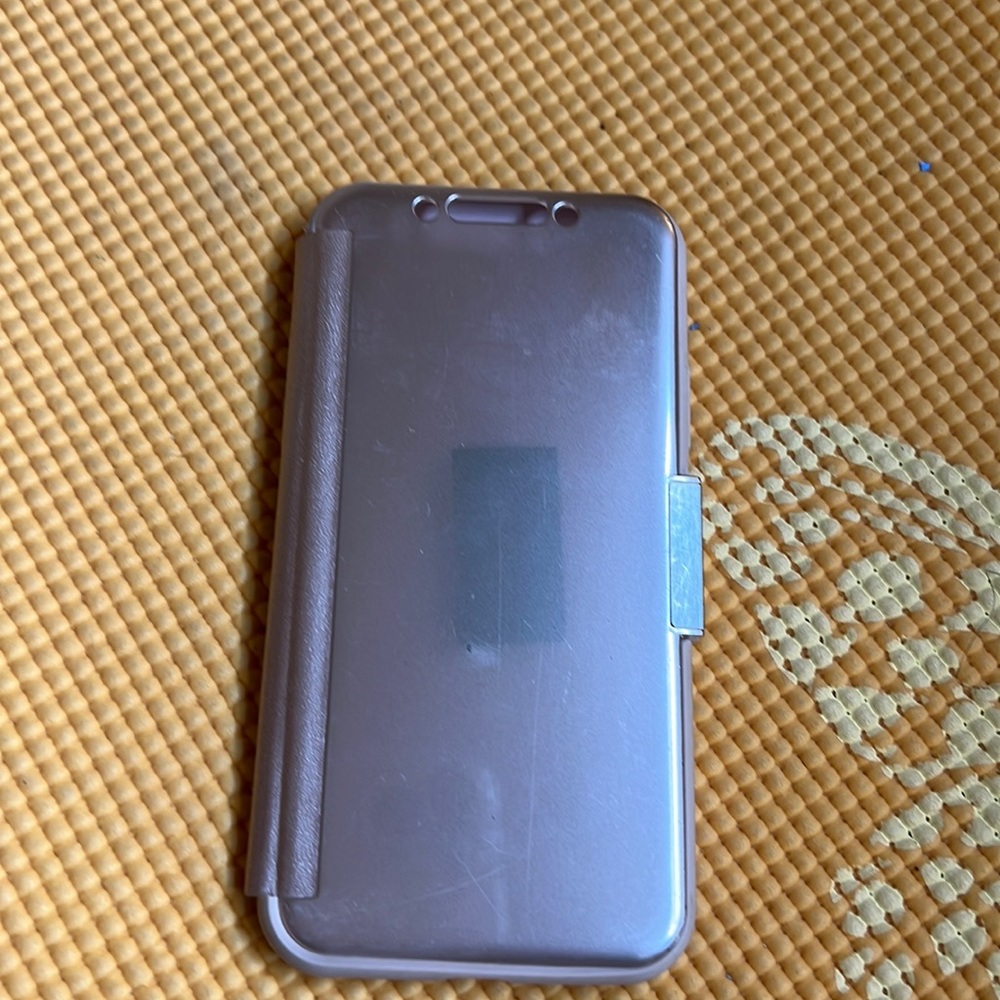 Moshi iPhone XS case where your iPhone is enclosed like a wallet. Lght Pink
